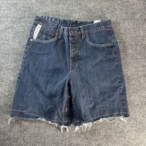 Parish Denim Shorts Mens 32 Blue Medium Wash Bermuda Distressed Embroidered